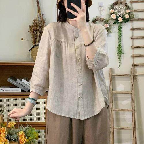 品牌正品女装衣服断码特价清仓 不接受退换-棉麻衬衫女士2026夏