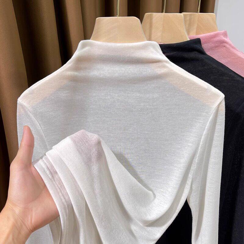 品牌折扣正品女装断码清仓特价不能退换白色半高领针织打底衫女春