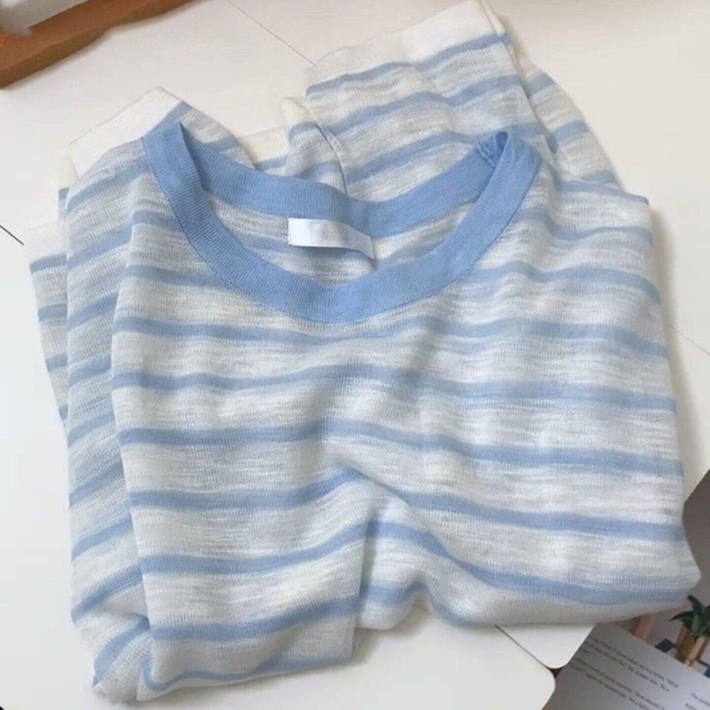 品牌折扣正品女装断码清仓特价不能退换韩系蓝色条纹长袖防晒罩衫