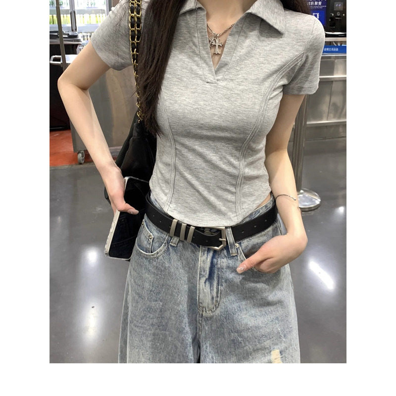 品牌折扣正品女装断码清仓特价不能退换薄荷绿polo领短袖T恤女