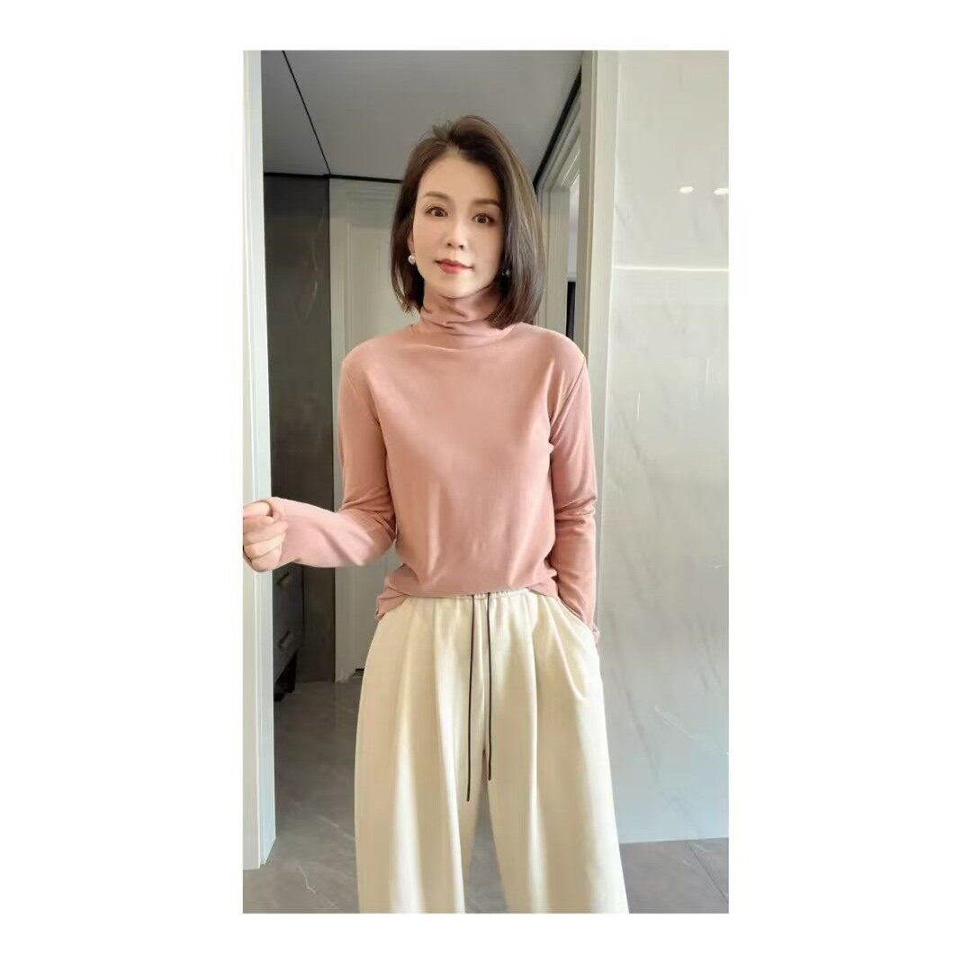 品牌折扣正品女装断码清仓特价不能退换粉色双面德绒高领打底衫女