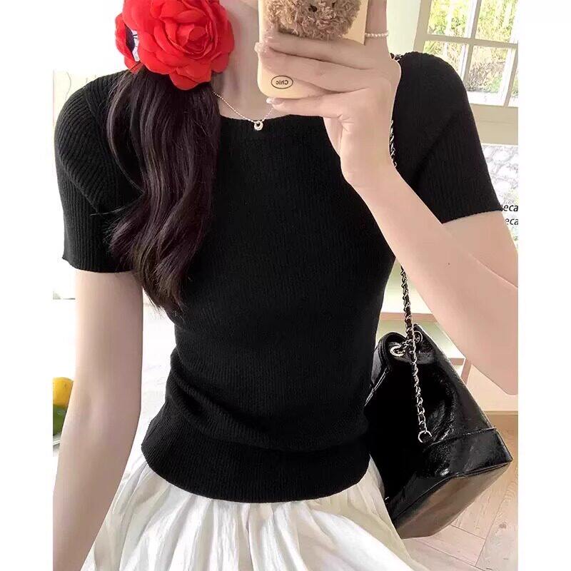 品牌折扣正品女装断码清仓特价不能退换黄色正肩冰丝针织短袖T恤