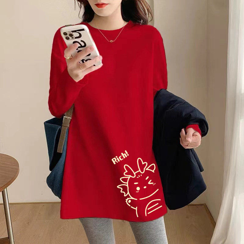 品牌折扣正品女装断码清仓特价不能退换中长款秋冬打底衫女红色加
