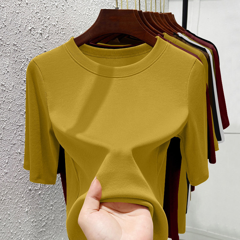品牌折扣正品女装断码清仓特价不能退换白色莫代尔五分袖T恤女春