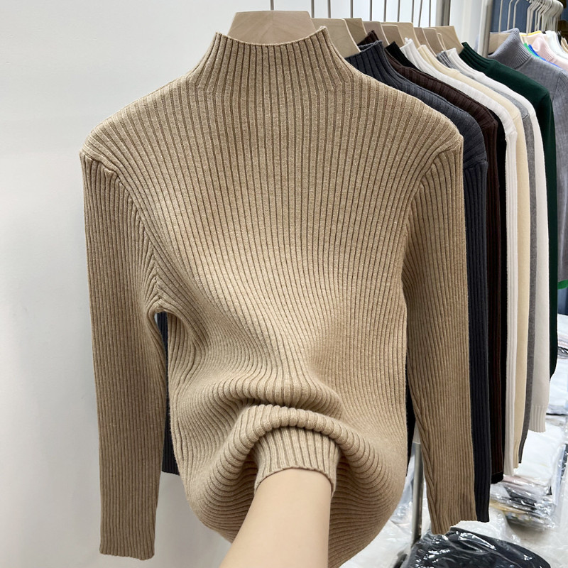 品牌折扣正品女装断码清仓特价不能退换配大衣的黑色毛衣女秋冬加