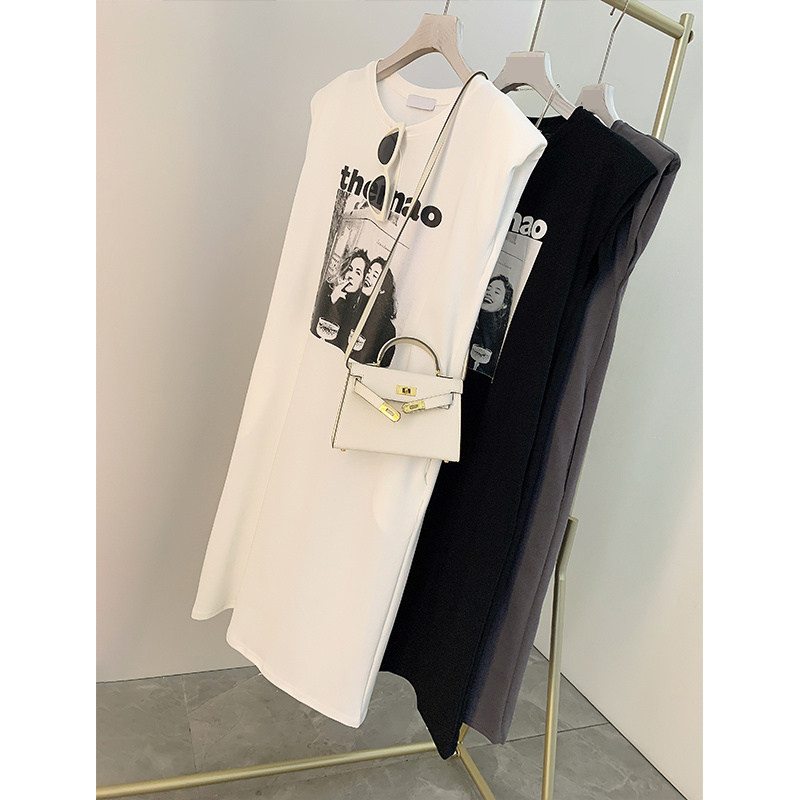 品牌正品女装衣服断码特价清仓 不接受退换-复古印花无袖短袖连衣