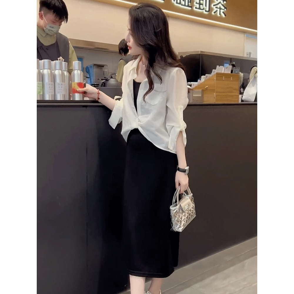 品牌折扣正品女装断码清仓特价不能退换灰色高级感天丝防晒衬衫