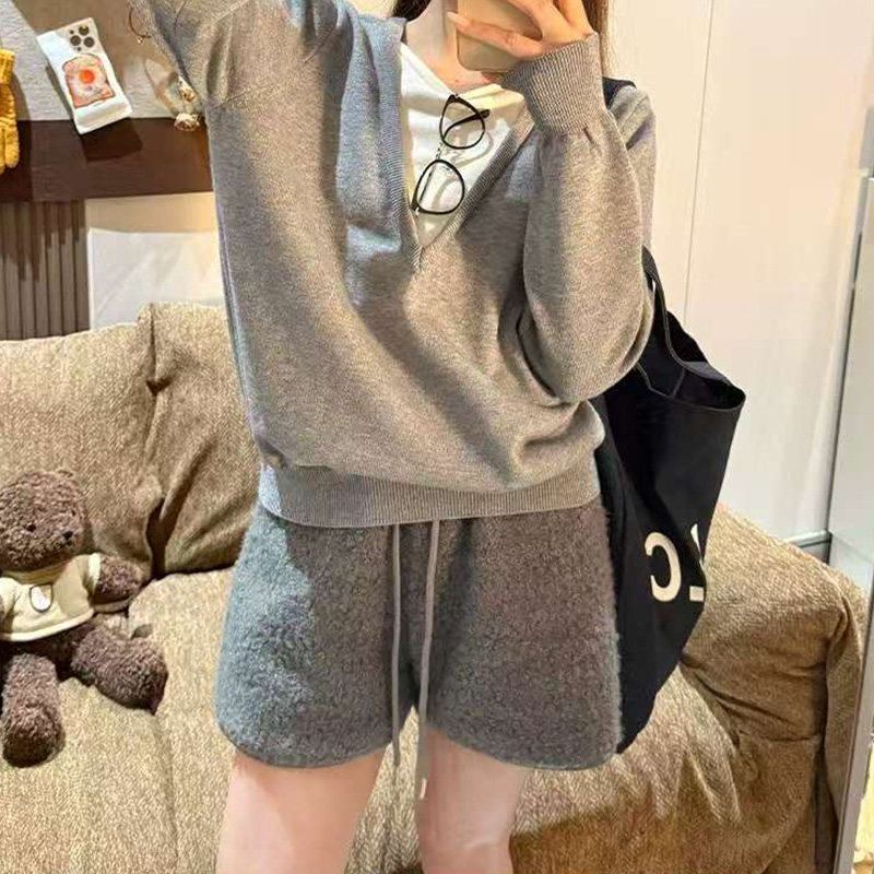 品牌正品女装衣服断码特价清仓 不接受退换-羊羔绒短裤女秋冬