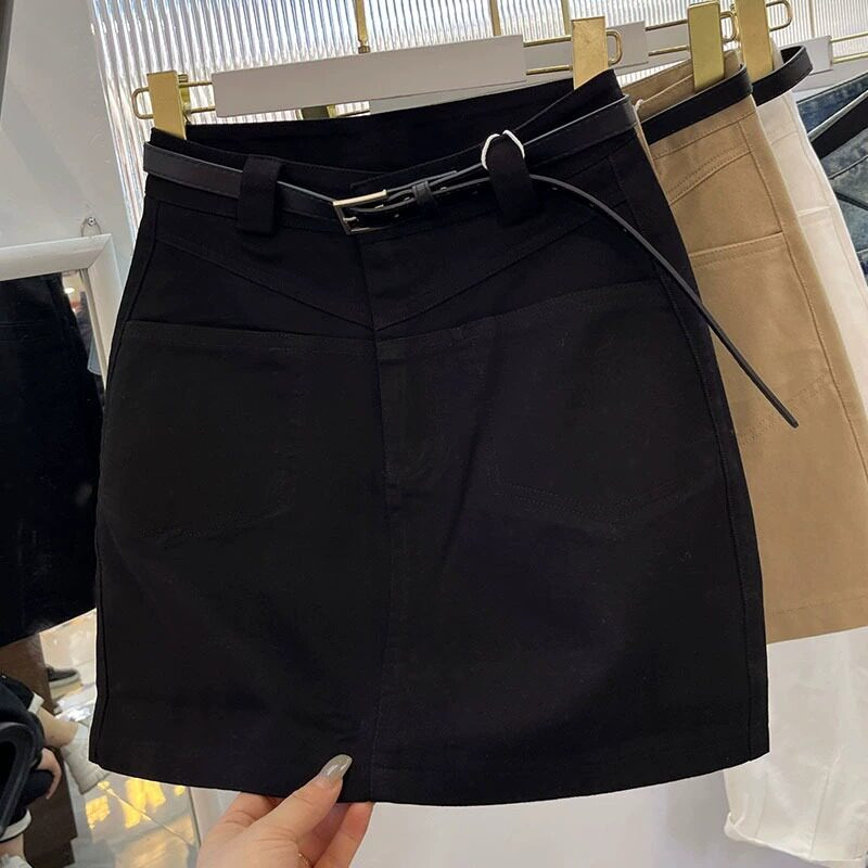 品牌正品女装衣服断码特价清仓 不接受退换-卡其色牛仔半身裙女夏