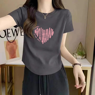 品牌女装衣服断码特价 不接受退换-灰色正肩短袖T恤女夏