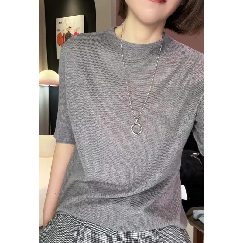 品牌折扣正品女装断码清仓特价不能退换酒红色半高领五分袖针织打