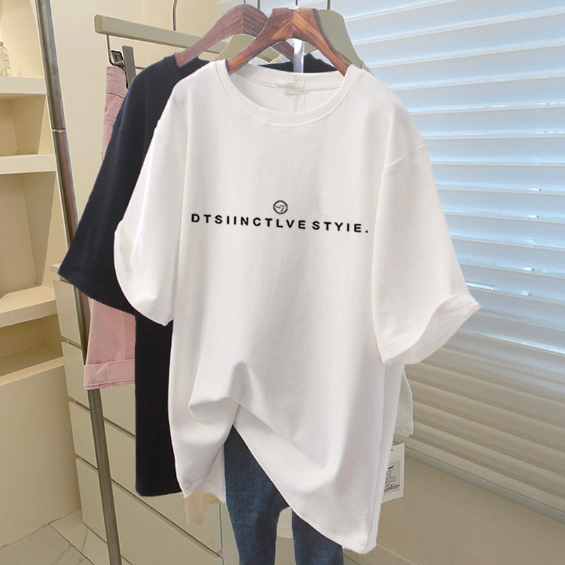 品牌折扣正品女装断码清仓特价不能退换中长款粉色短袖T恤女夏季