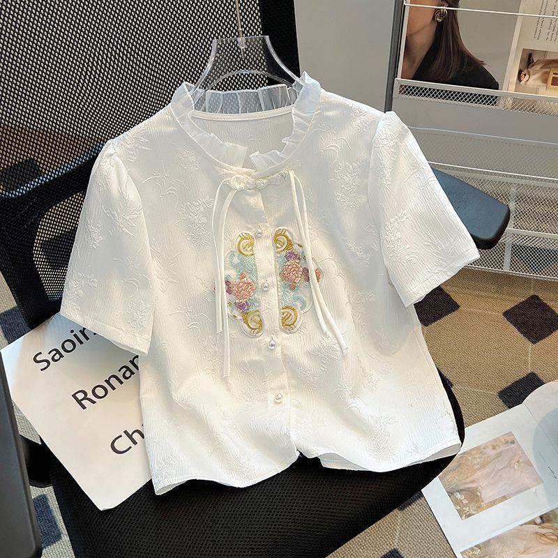 品牌折扣正品女装断码清仓特价不能退换新中式雪纺短袖T恤女夏季