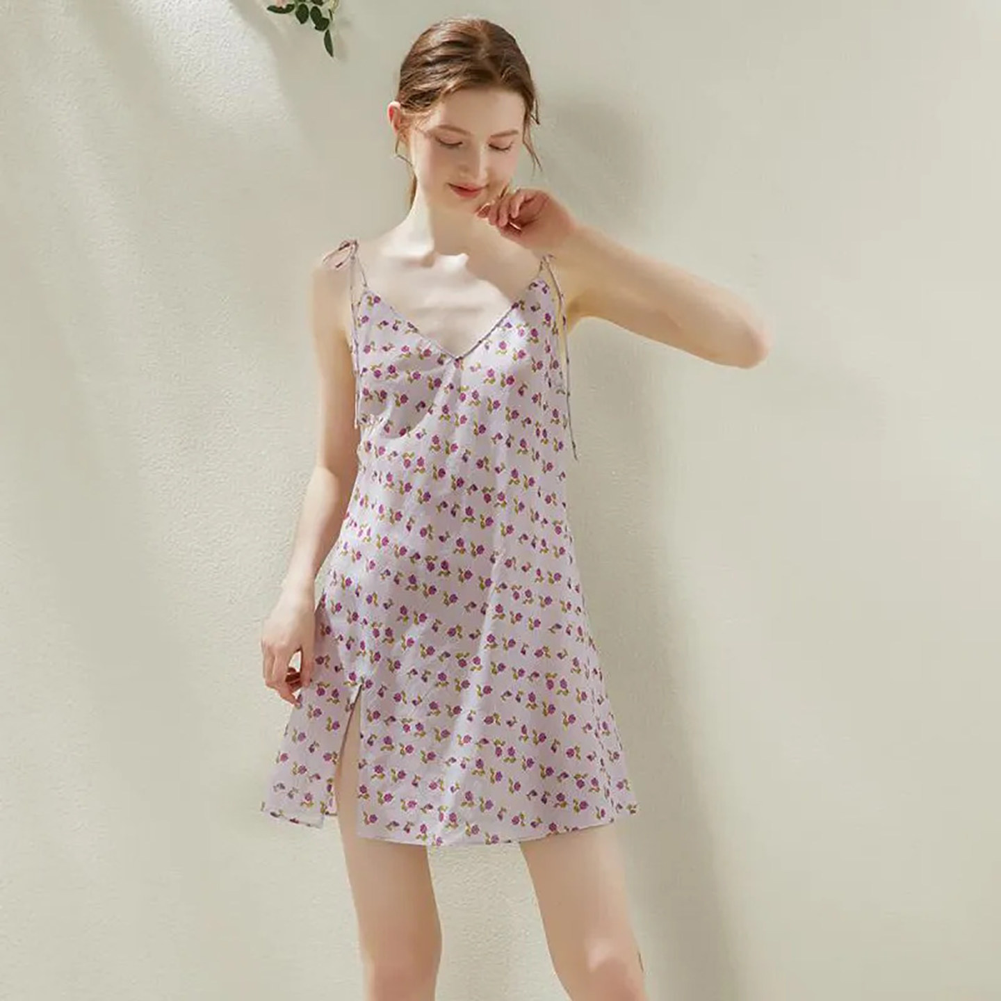品牌正品女装衣服断码特价清仓 不接受退换-大码棉绸碎花V领吊