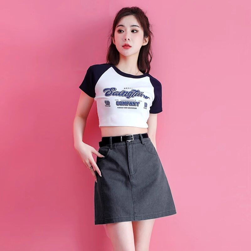 品牌折扣正品女装断码清仓特价不能退换粉色牛仔半身裙女夏季高腰