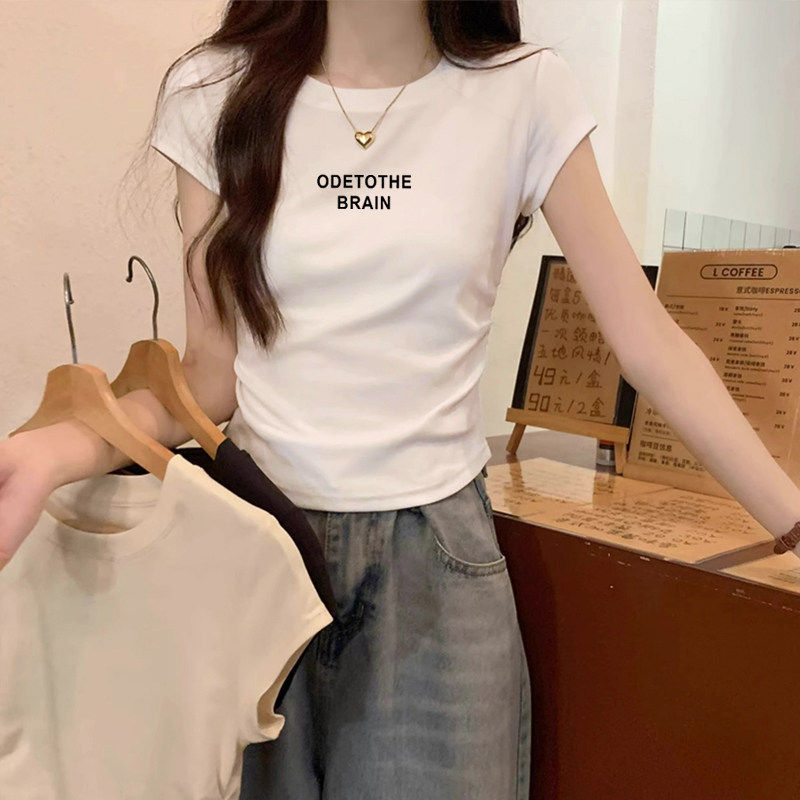 品牌折扣正品女装断码清仓特价不能退换杏色正肩短袖T恤女夏季