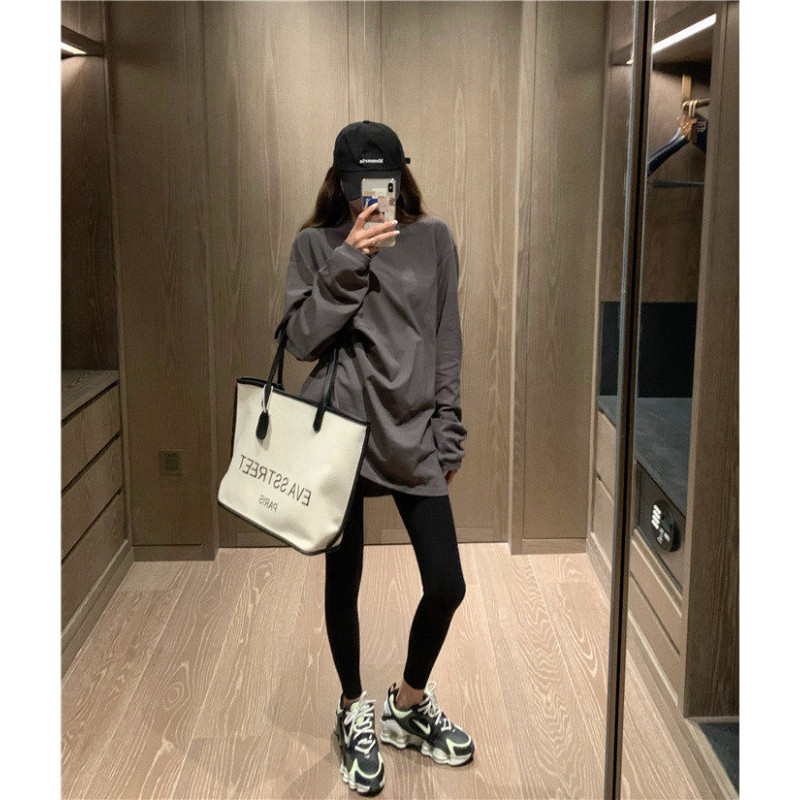 品牌折扣正品女装断码清仓特价不能退换中长款紫色长袖T恤女内搭