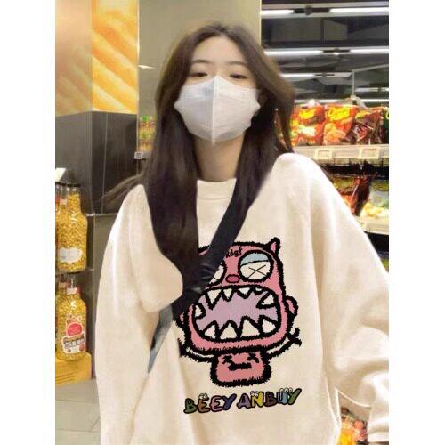 品牌折扣正品女装断码清仓特价不能退换美式复古白色卫衣女秋冬新