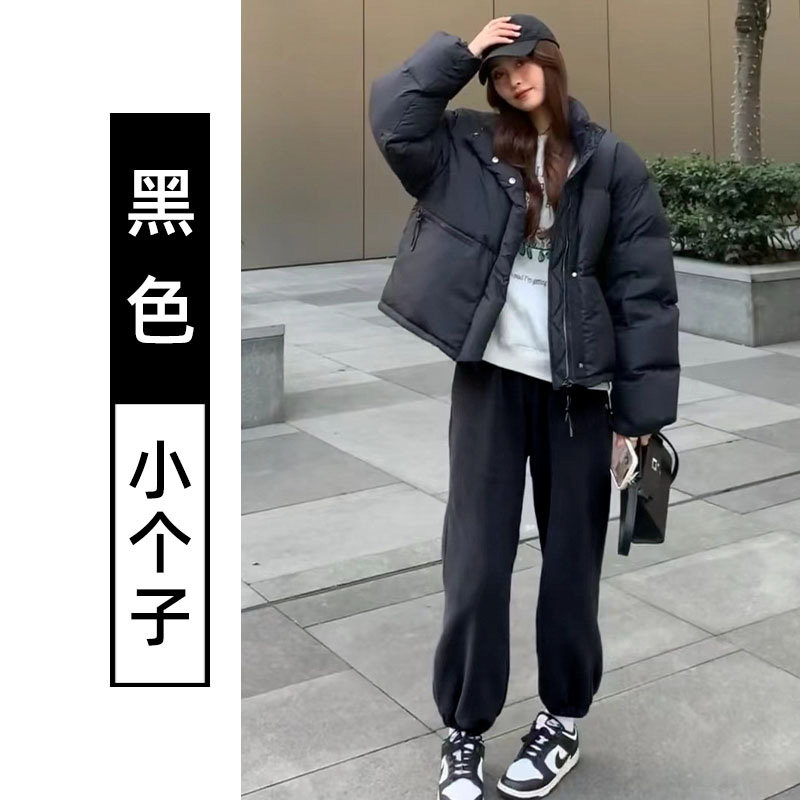 白灰色卫裤女2024新款秋冬季高腰显瘦加绒裤子加厚棉裤束脚运动裤