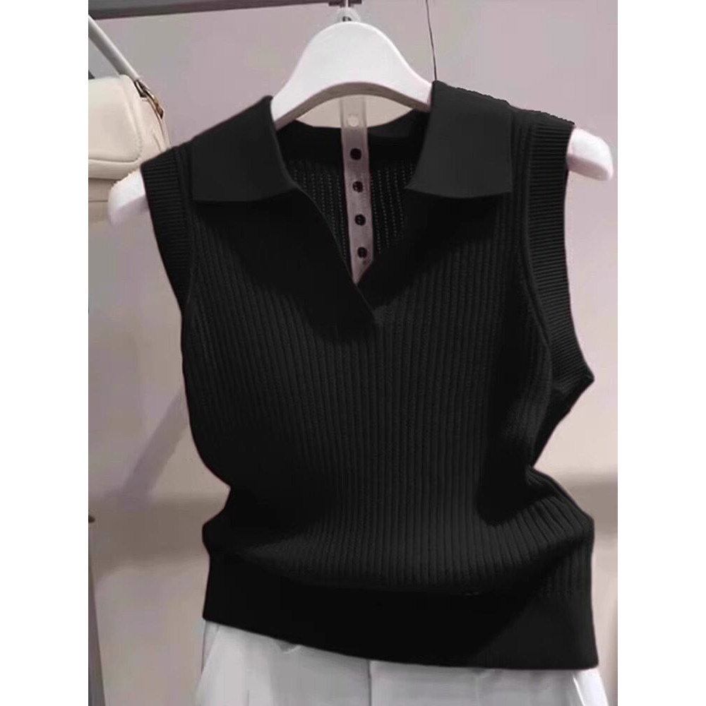 品牌折扣正品女装断码清仓特价不能退换黑色针织背心女夏季新款修