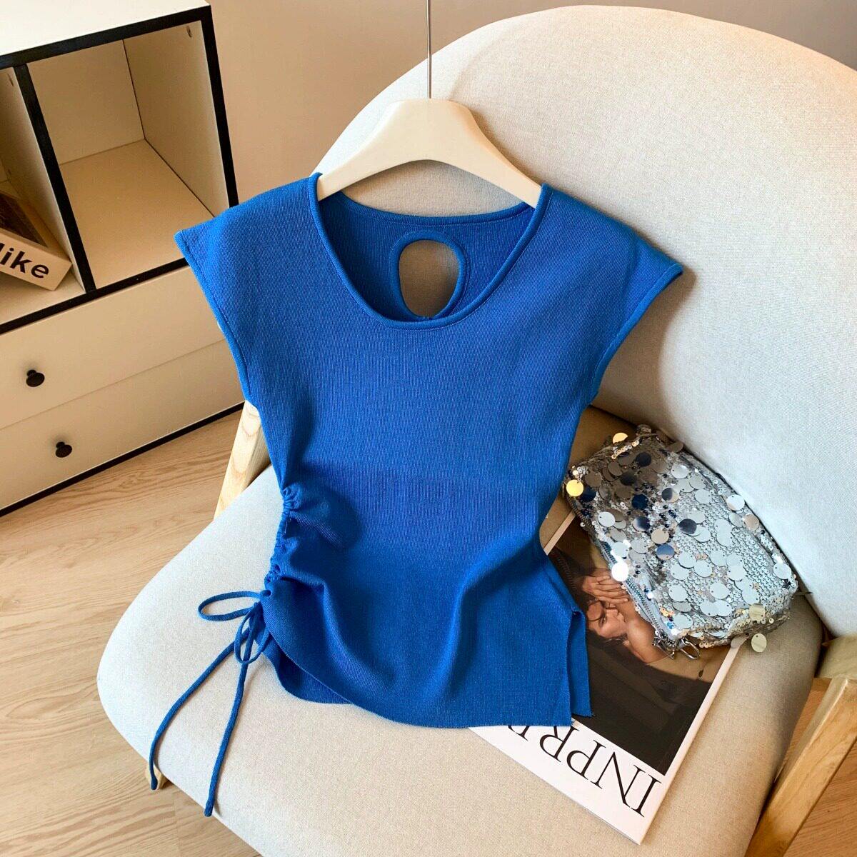 品牌正品女装衣服断码特价清仓 不接受退换-克莱因蓝色针织无袖