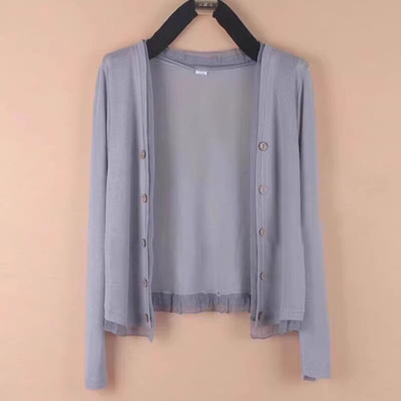 品牌正品女装衣服断码特价清仓 不接受退换-粉色冰丝针织防晒开衫