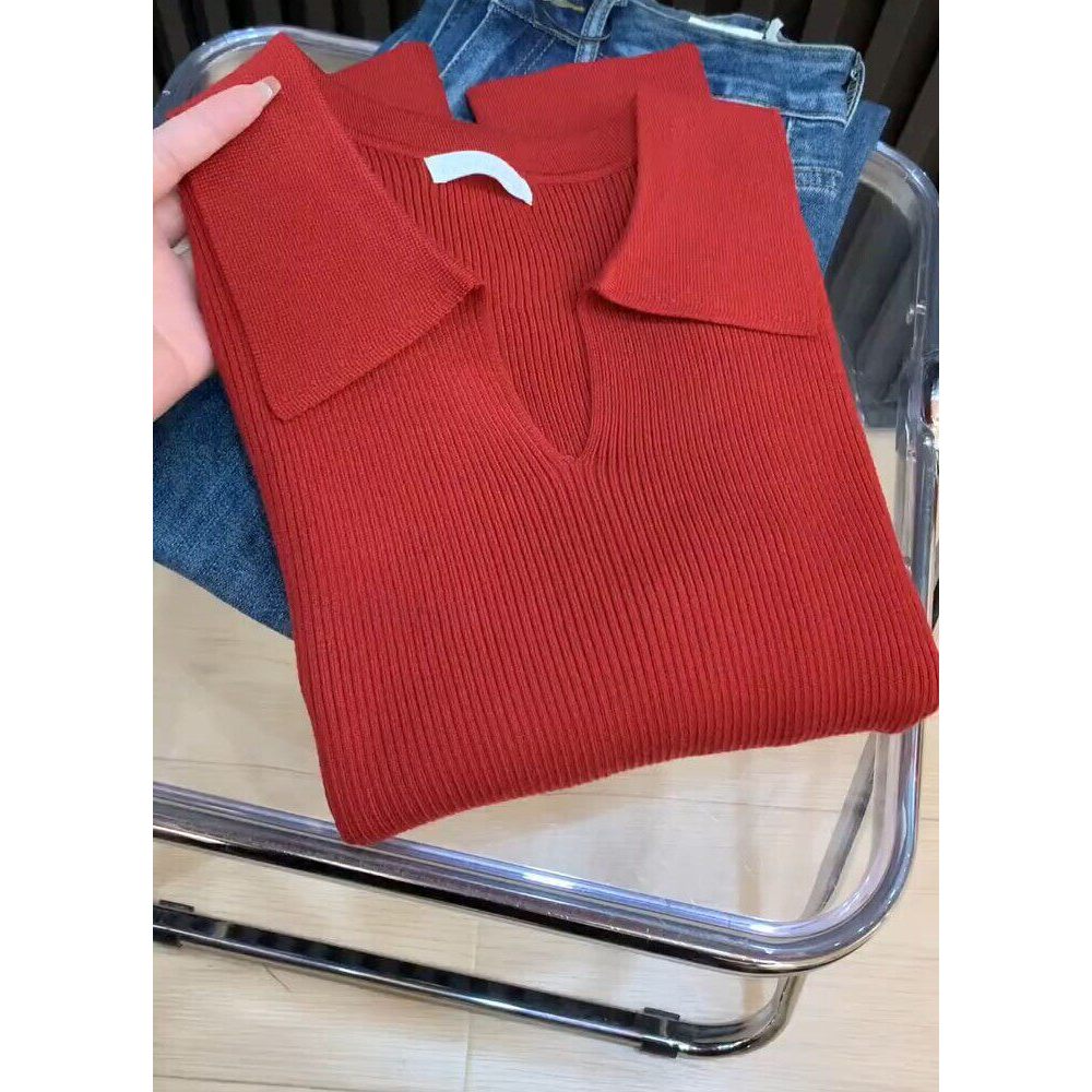 品牌折扣正品女装断码清仓特价不能退换安可拉红色v领打底衫