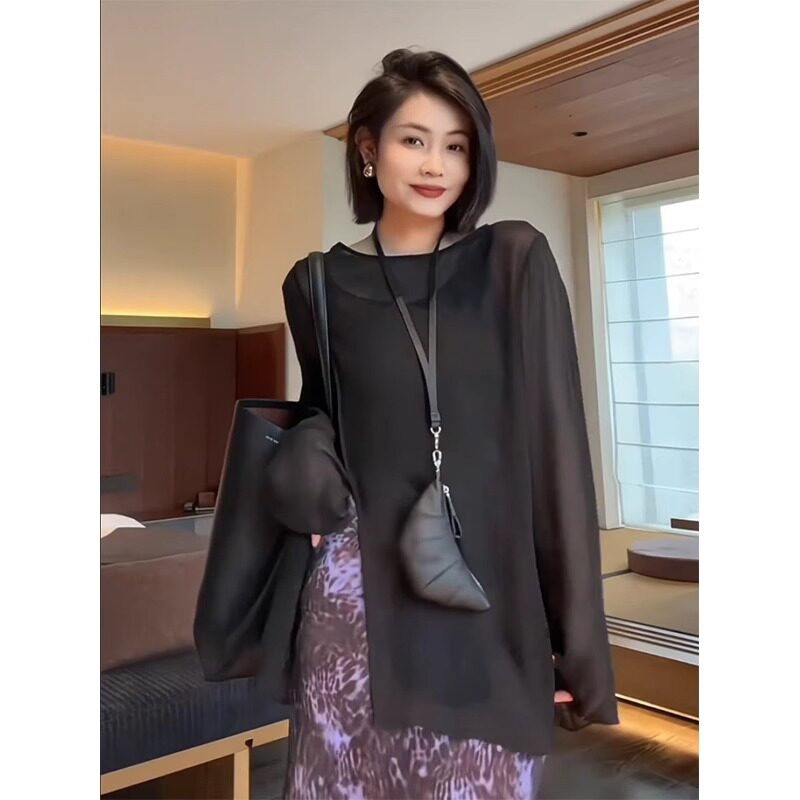 【品牌正品女装新品超级秒杀 不接受退换】黑色长袖t恤女士夏