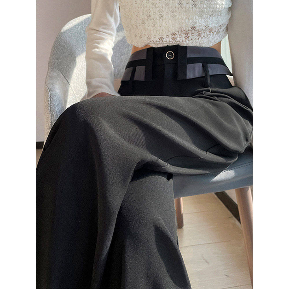 品牌折扣正品女装断码清仓特价不能退换灰色西装裤女早秋高级感宽
