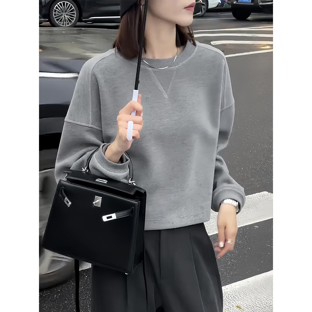 品牌折扣正品女装断码清仓特价不能退换时尚极简风圆领长袖短