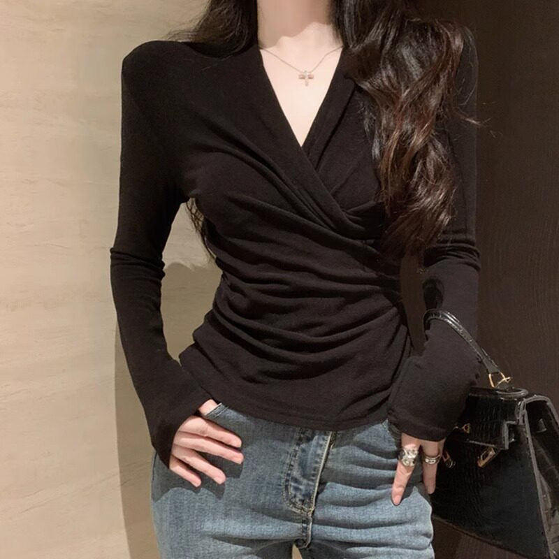 品牌正品女装衣服断码特价清仓 不接受退换-黑色低领打底衫女秋冬