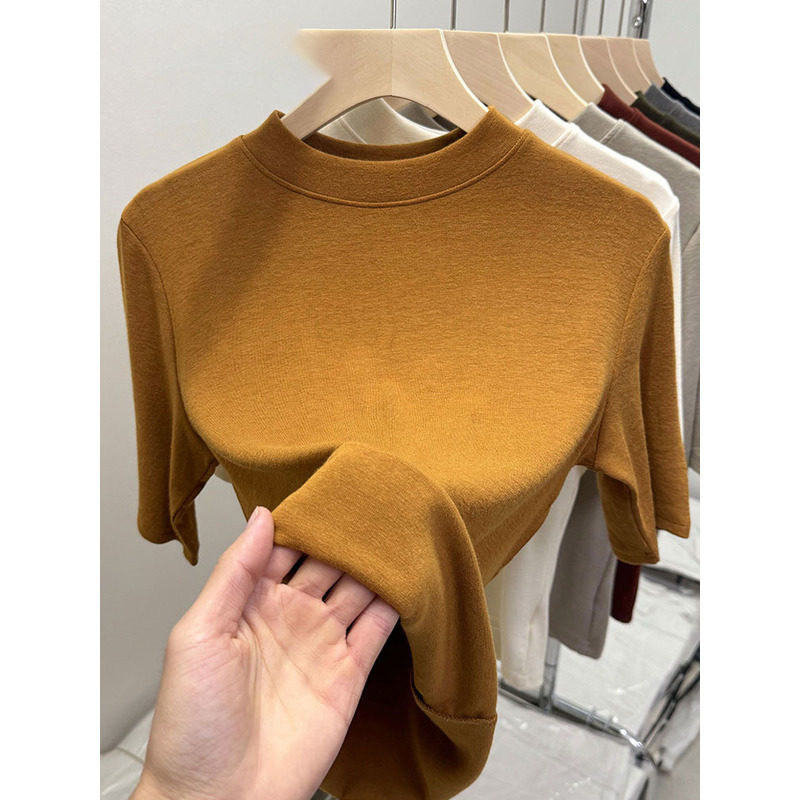 品牌折扣正品女装断码清仓特价不能退换半高领五分袖打底衫女秋冬