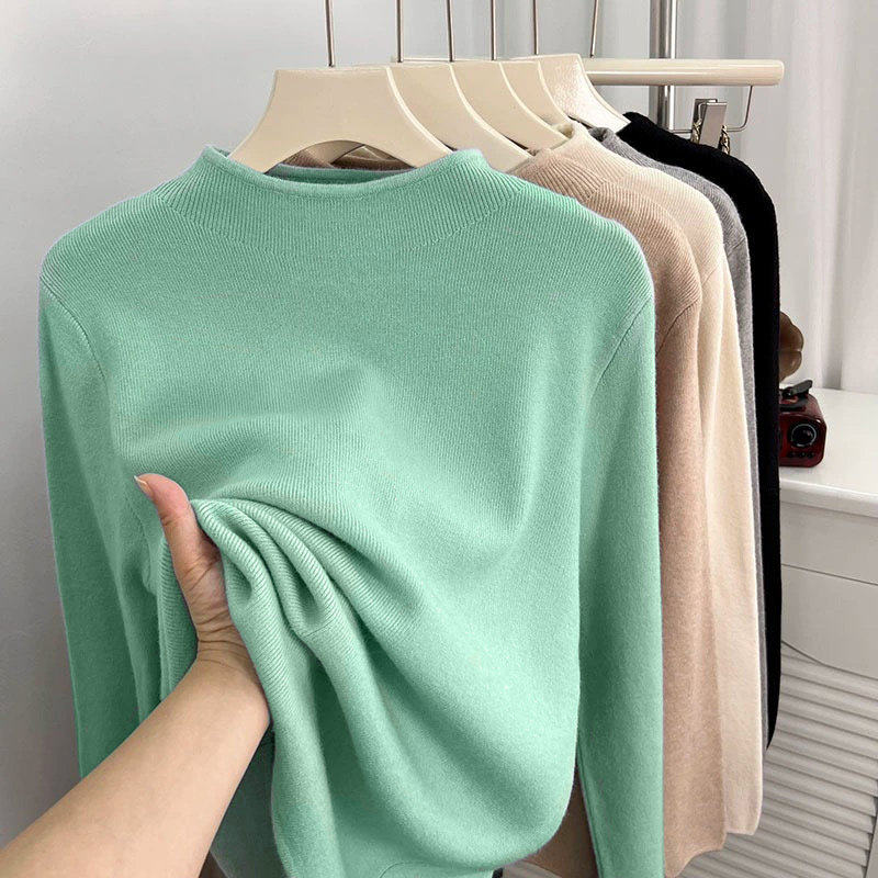 品牌折扣正品女装断码清仓特价不能退换薄荷蓝毛衣女款秋冬半高领