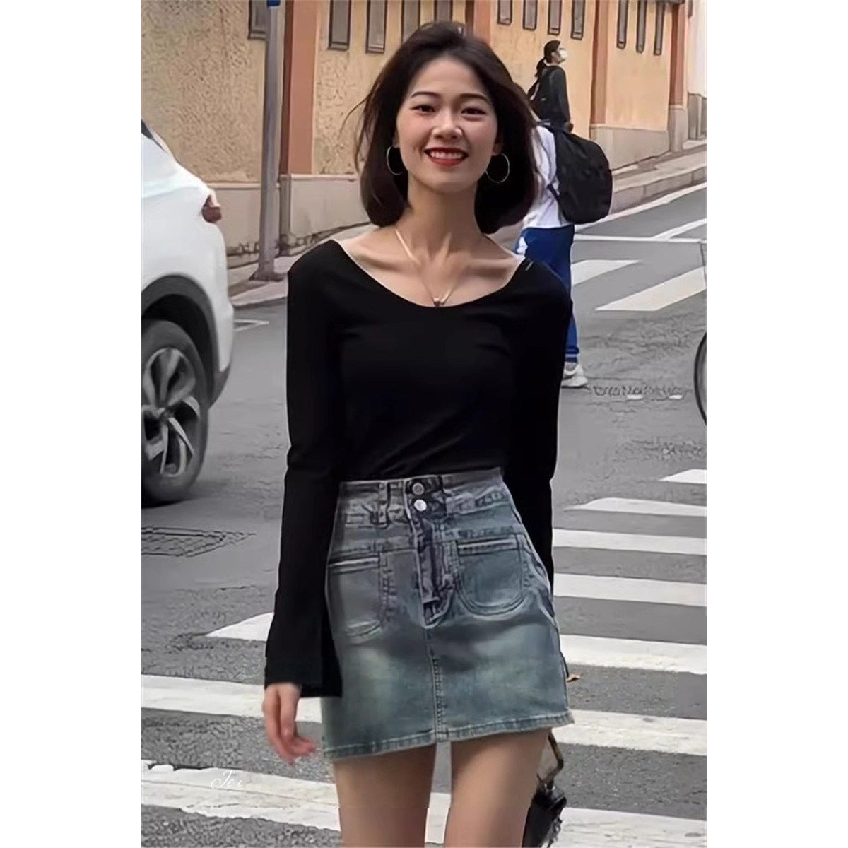 品牌正品女装衣服断码特价清仓 不退换-圆领长袖T恤女秋季修身内
