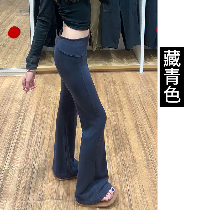 品牌正品女装衣服断码特价清仓 不退换-藏青色运动微喇裤女秋冬新