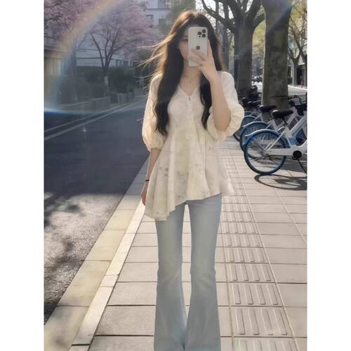 品牌正品女装衣服断码特价清仓 不接受退换-韩系温柔风不规则长袖