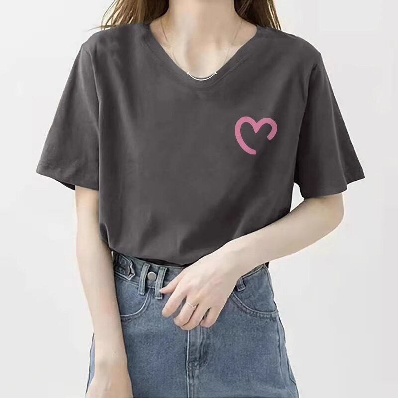 品牌折扣正品女装断码清仓特价不能退换墨绿色V领短袖T恤女夏季爆