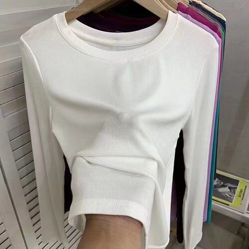 品牌折扣正品女装断码清仓特价不能退换螺纹长袖t恤女春秋新款