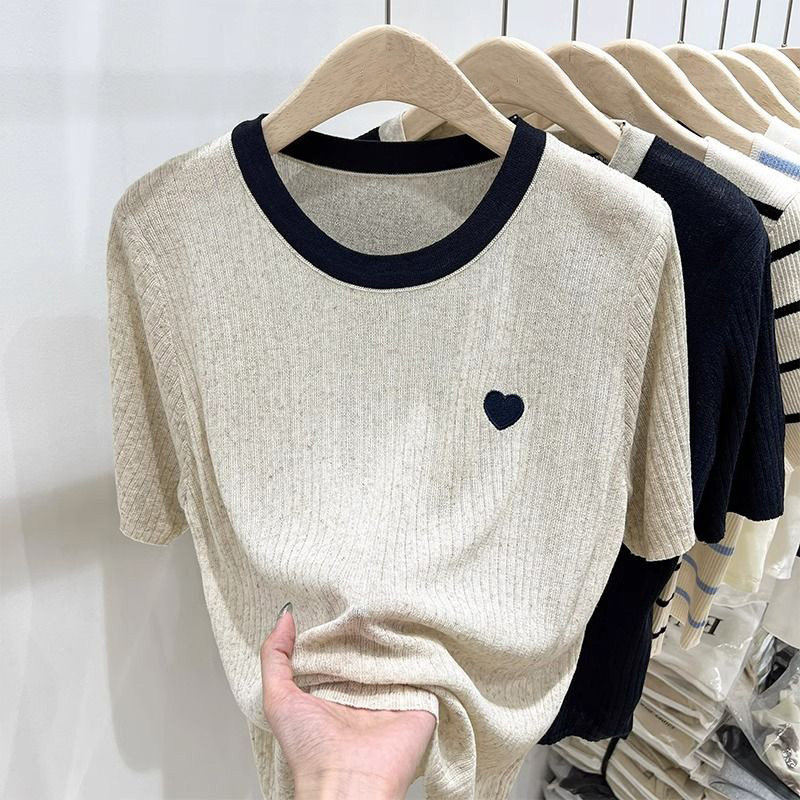 【品牌正品女装新品超级秒杀 不接受退换】大码冰丝针织短袖t恤女