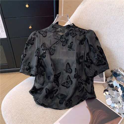 品牌正品女装衣服断码特价清仓 不接受退换-新中式国风雪纺短袖衬