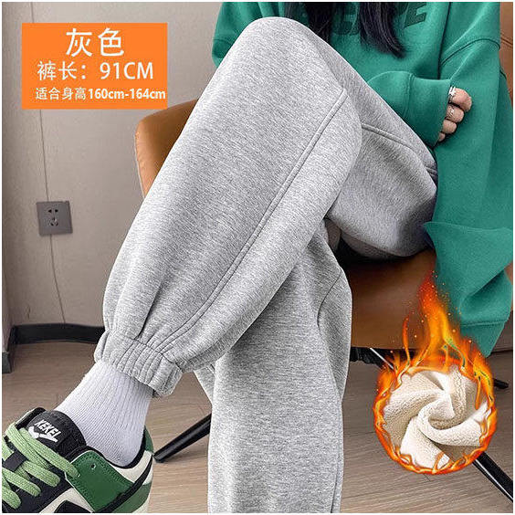 品牌正品女装衣服断码特价清仓 不接受退换-灰色束脚运动裤女秋冬