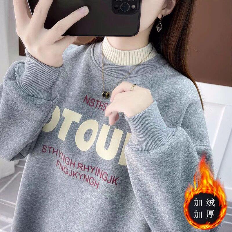 品牌折扣正品女装断码清仓特价不能退换酒红色半高领卫衣女秋冬