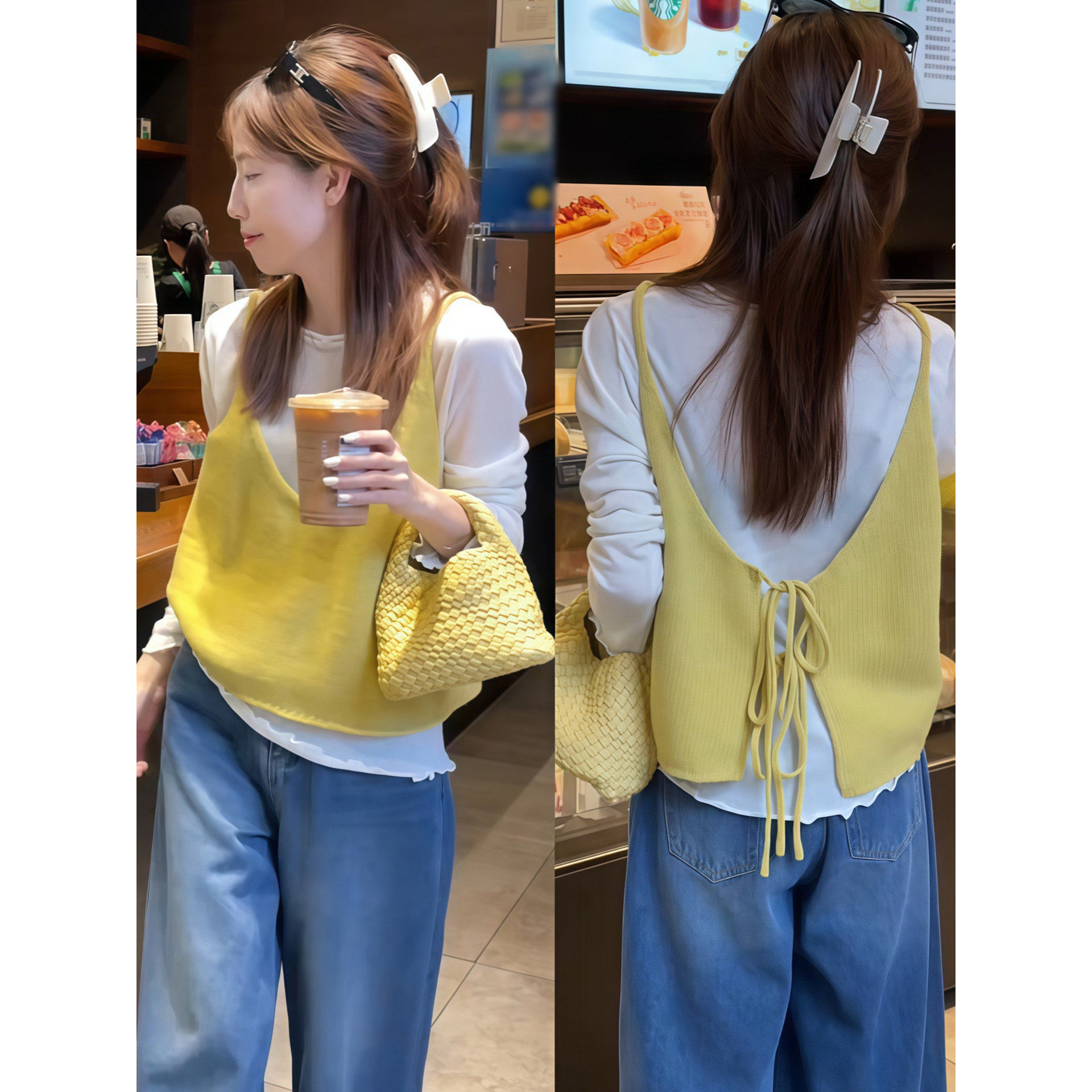 品牌折扣正品女装断码清仓特价不能退换后绑带针织吊带马甲女早
