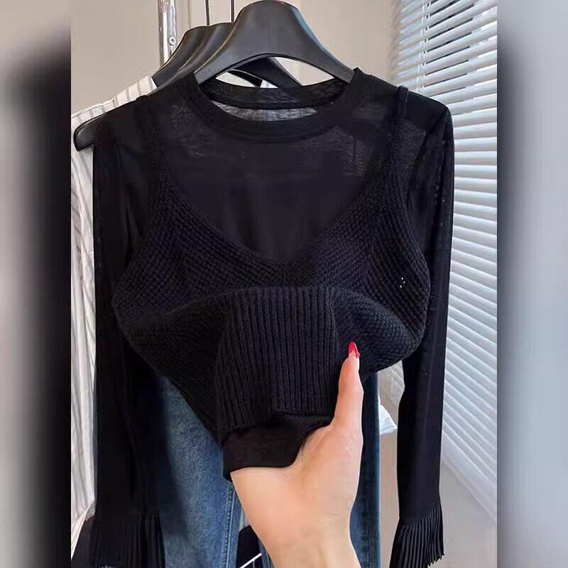 品牌折扣正品女装断码清仓特价不能退换韩系黑色针织衫吊带背心