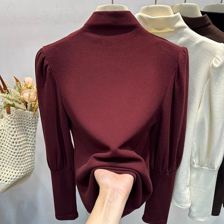 品牌折扣正品女装断码清仓特价不能退换半高领双面德绒泡泡袖
