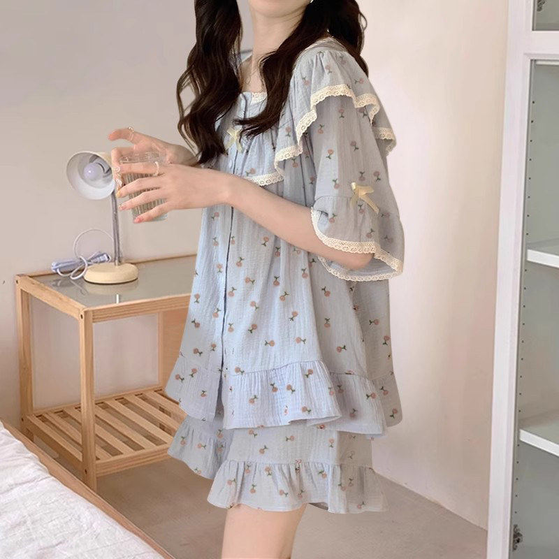 品牌折扣正品女装断码清仓特价不能退换新款睡衣女夏季棉质短