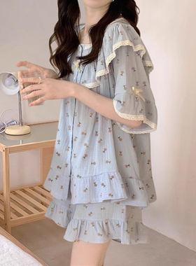 品牌折扣正品女装断码清仓特价不能退换新款睡衣女夏季棉质短