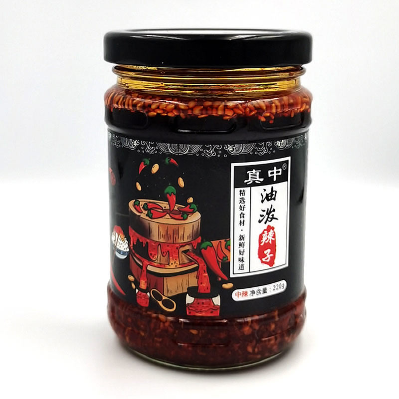 真中油泼辣子220克 五仁脆辣椒 农家石臼辣椒 夹馍香 彩椒酱 香椿