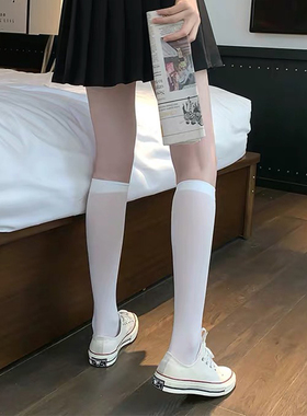 白色天鹅绒小腿袜丝袜中筒袜子女春薄款ins潮长筒jk春秋半筒日系