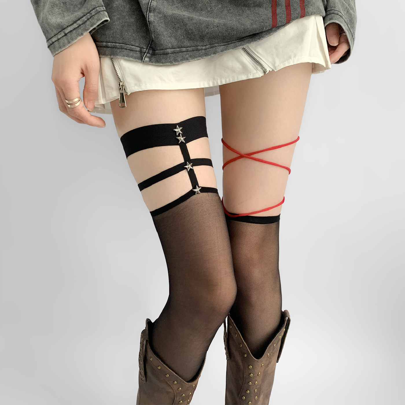 夜间教习室过膝丝袜女薄款防勾丝黑丝长筒袜性感黑色大腿环红丝带,女士内衣/男士内衣/家居服,长筒袜,淘宝优惠券,粉丝福利购,淘宝优惠卷